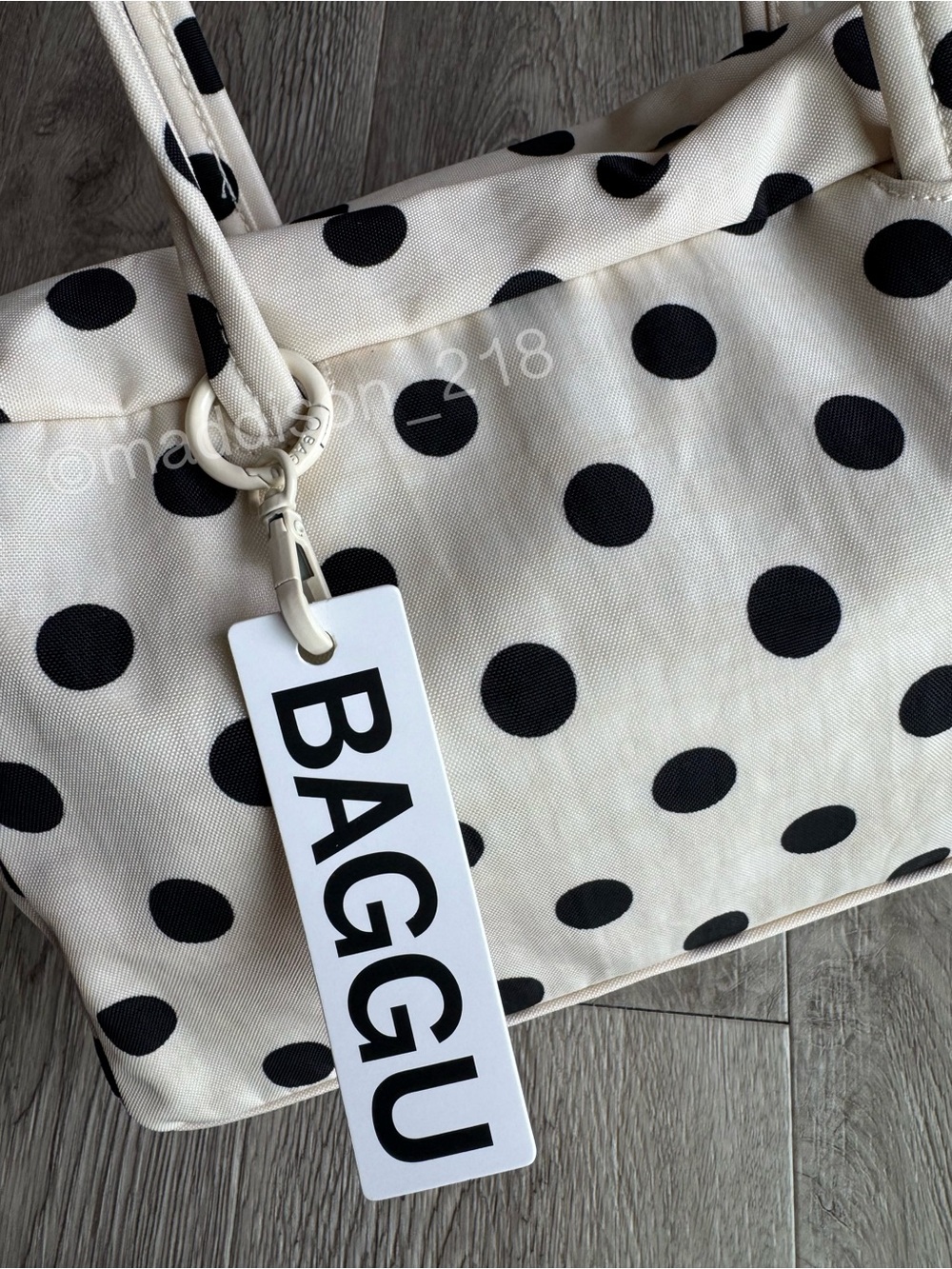 Baggu Polka Dot Bowler Bag Cream Black Urban Outfitters New with Tags - Picture 3 of 12
